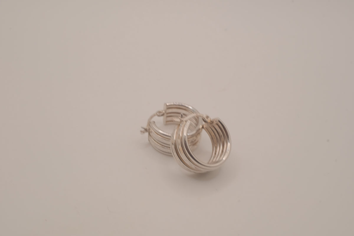 Vintage Sterling silver diamond-cut wide hoop earrings
