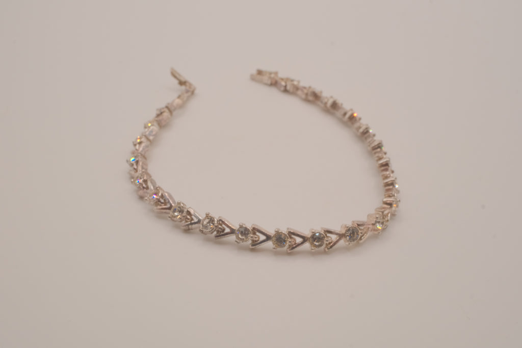 Vintage Avon silver-tone rhinestone chevron tennis bracelet