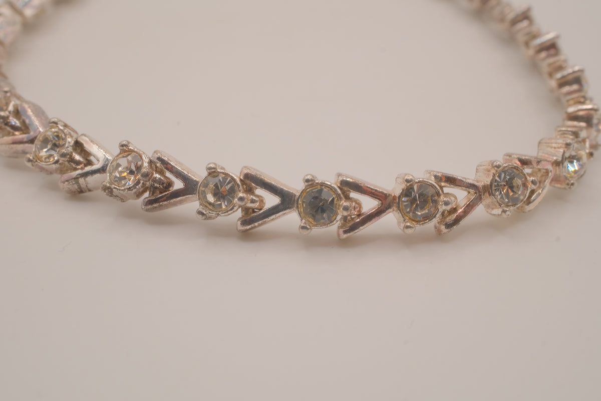 Vintage Avon silver-tone rhinestone chevron tennis bracelet
