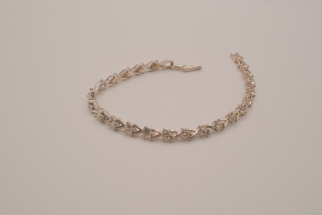 Vintage Avon silver-tone rhinestone chevron tennis bracelet