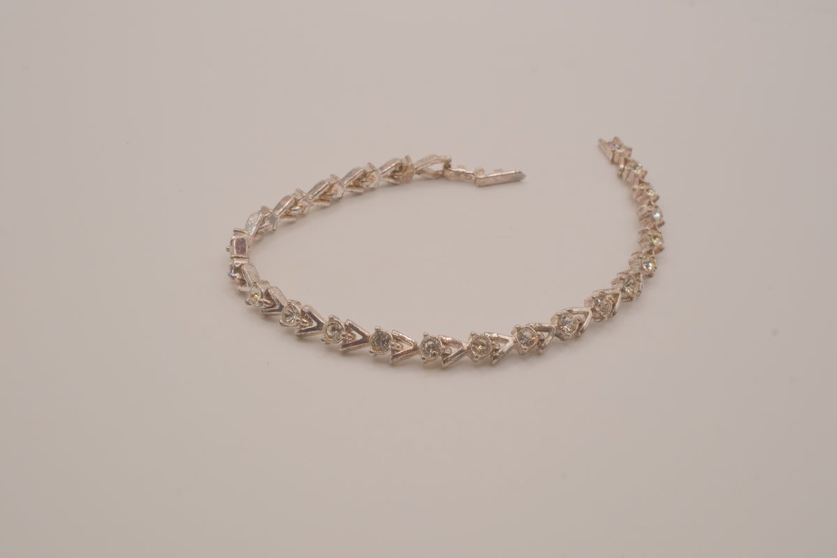 Vintage Avon silver-tone rhinestone chevron tennis bracelet