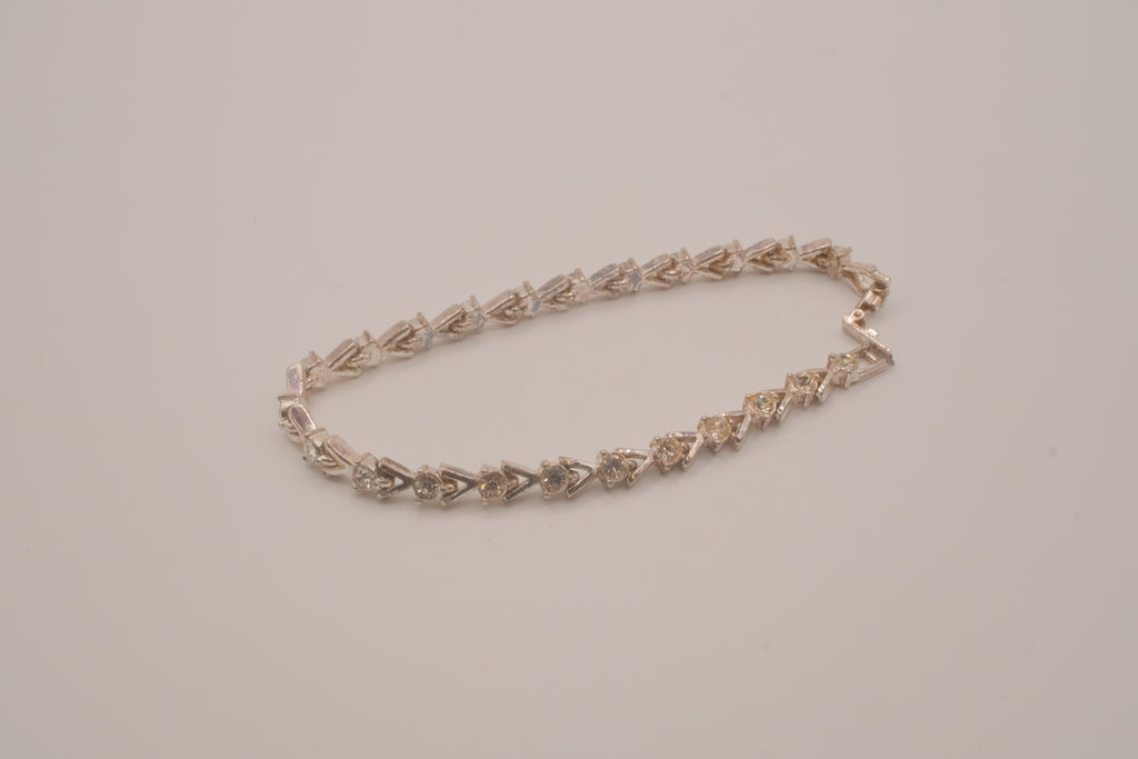 Vintage Avon silver-tone rhinestone chevron tennis bracelet