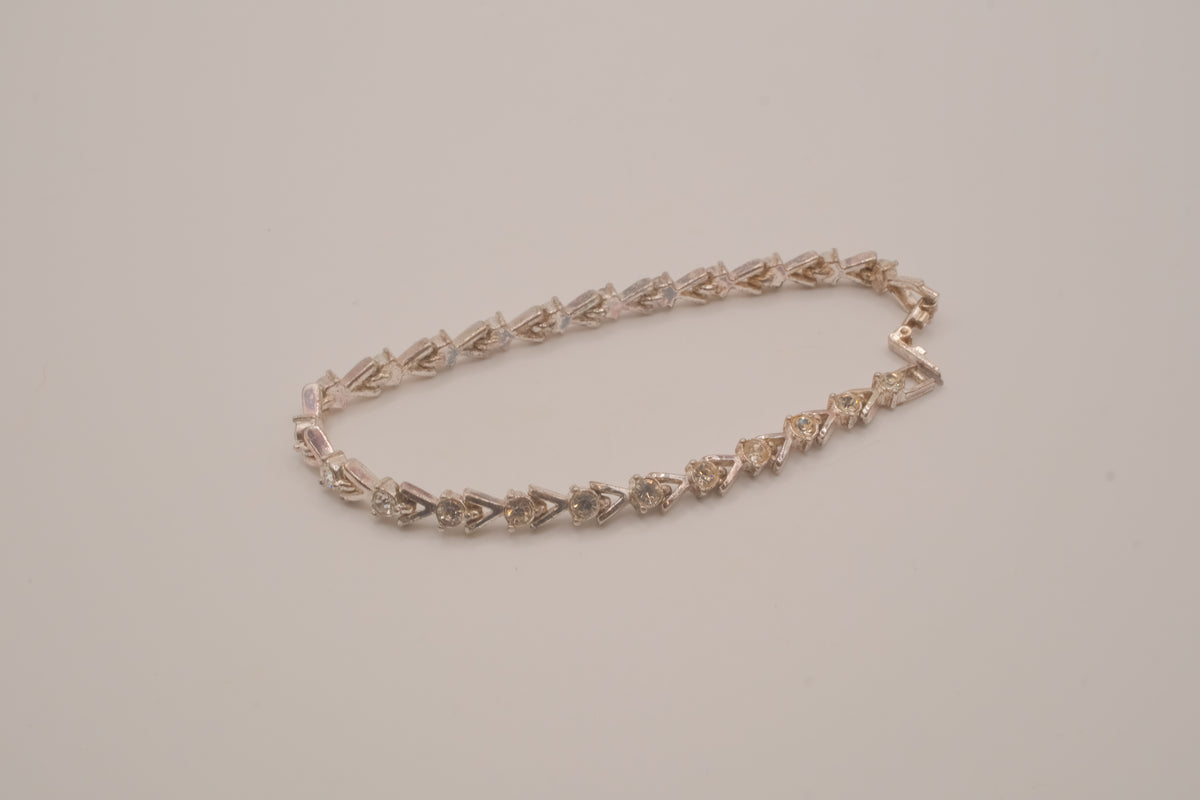 Vintage Avon silver-tone rhinestone chevron tennis bracelet