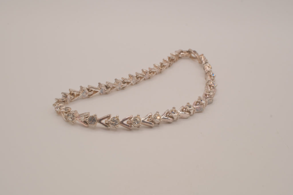 Vintage Avon silver-tone rhinestone chevron tennis bracelet