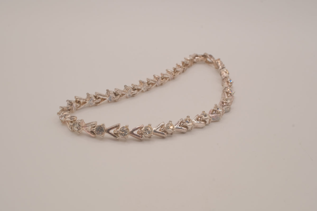 Vintage Avon silver-tone rhinestone chevron tennis bracelet