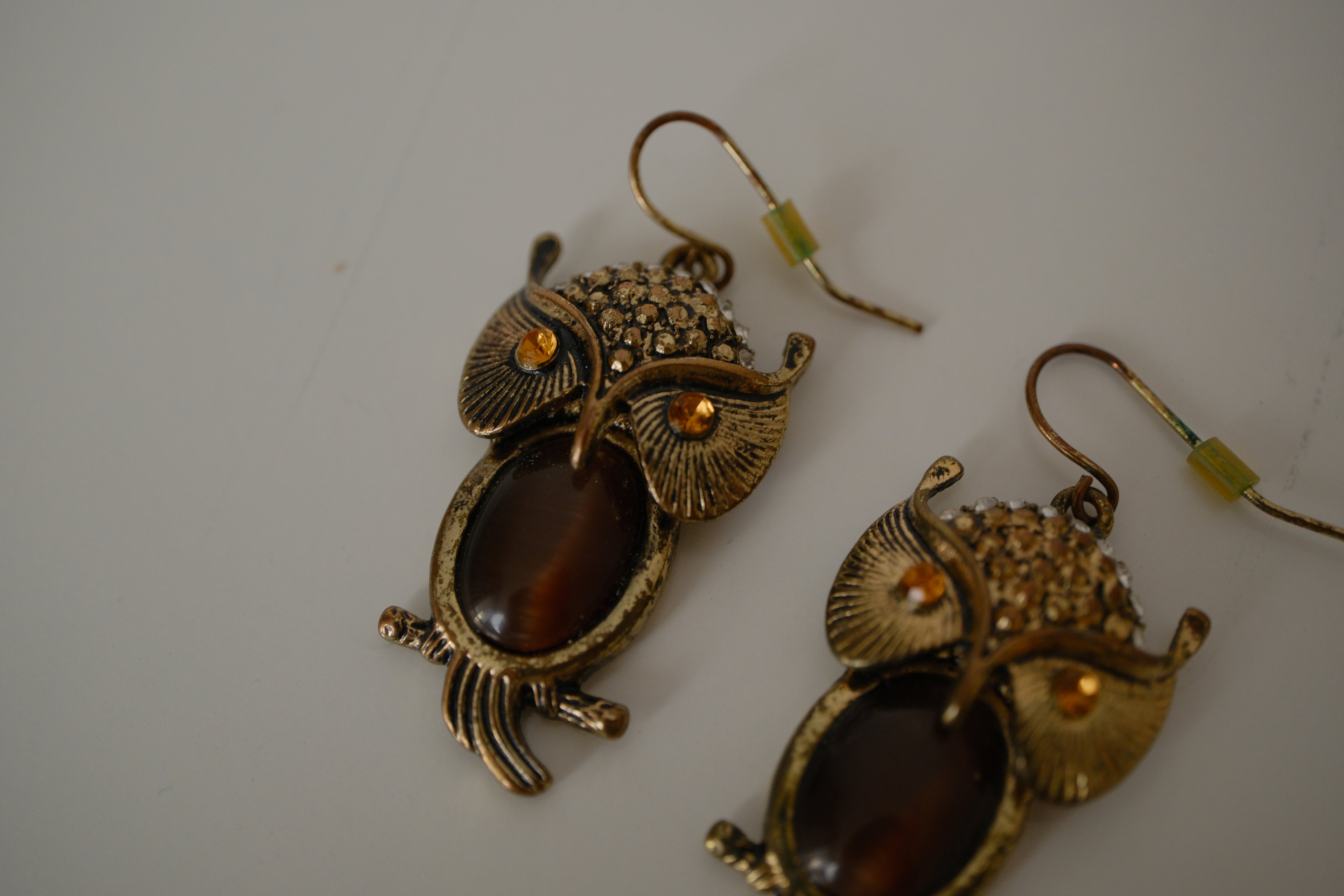 Vintage Brass Owl dangle earrings