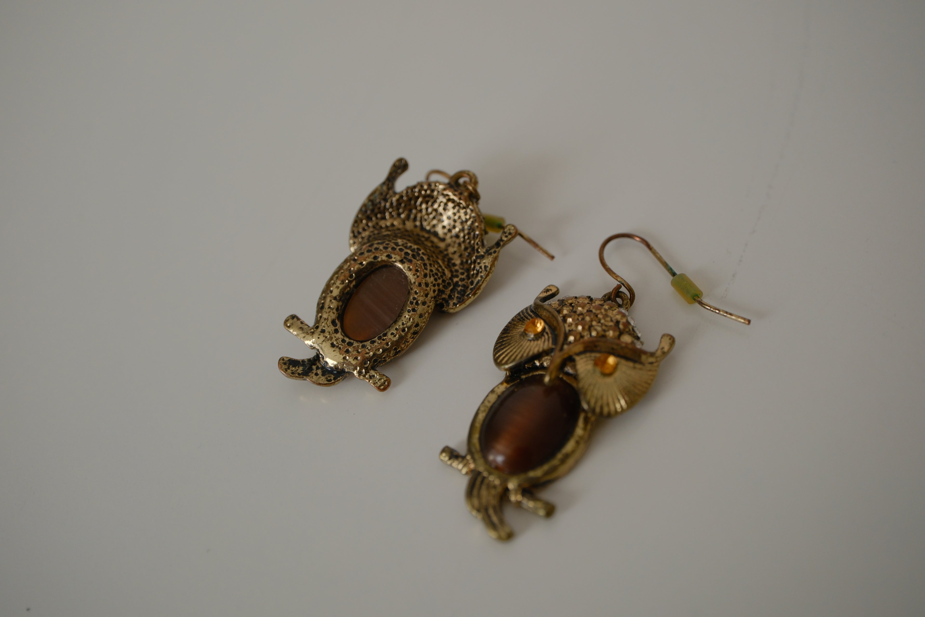 Vintage Brass Owl dangle earrings