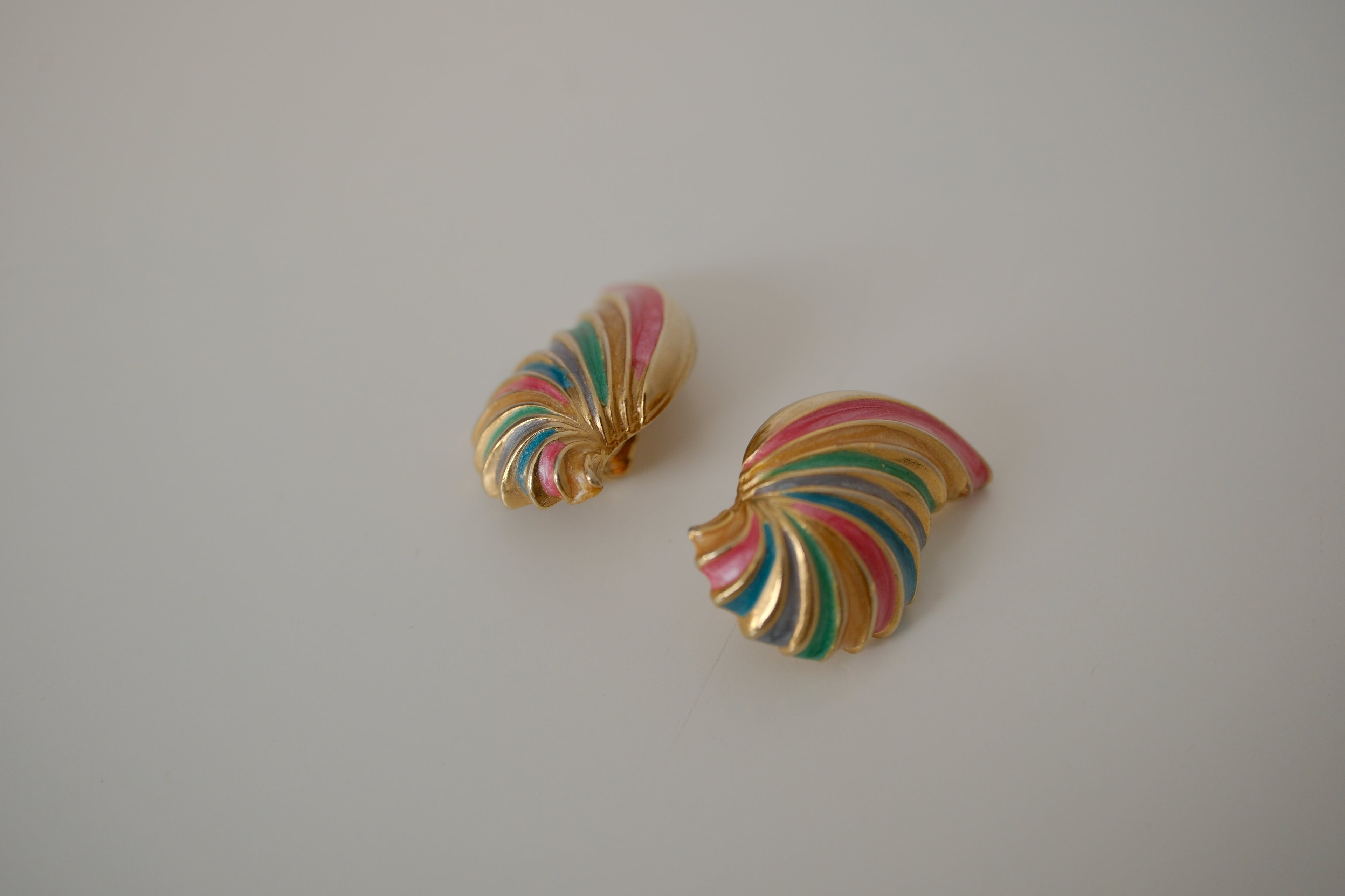 Vintage Colorful enamel "wing" clip-on earrings