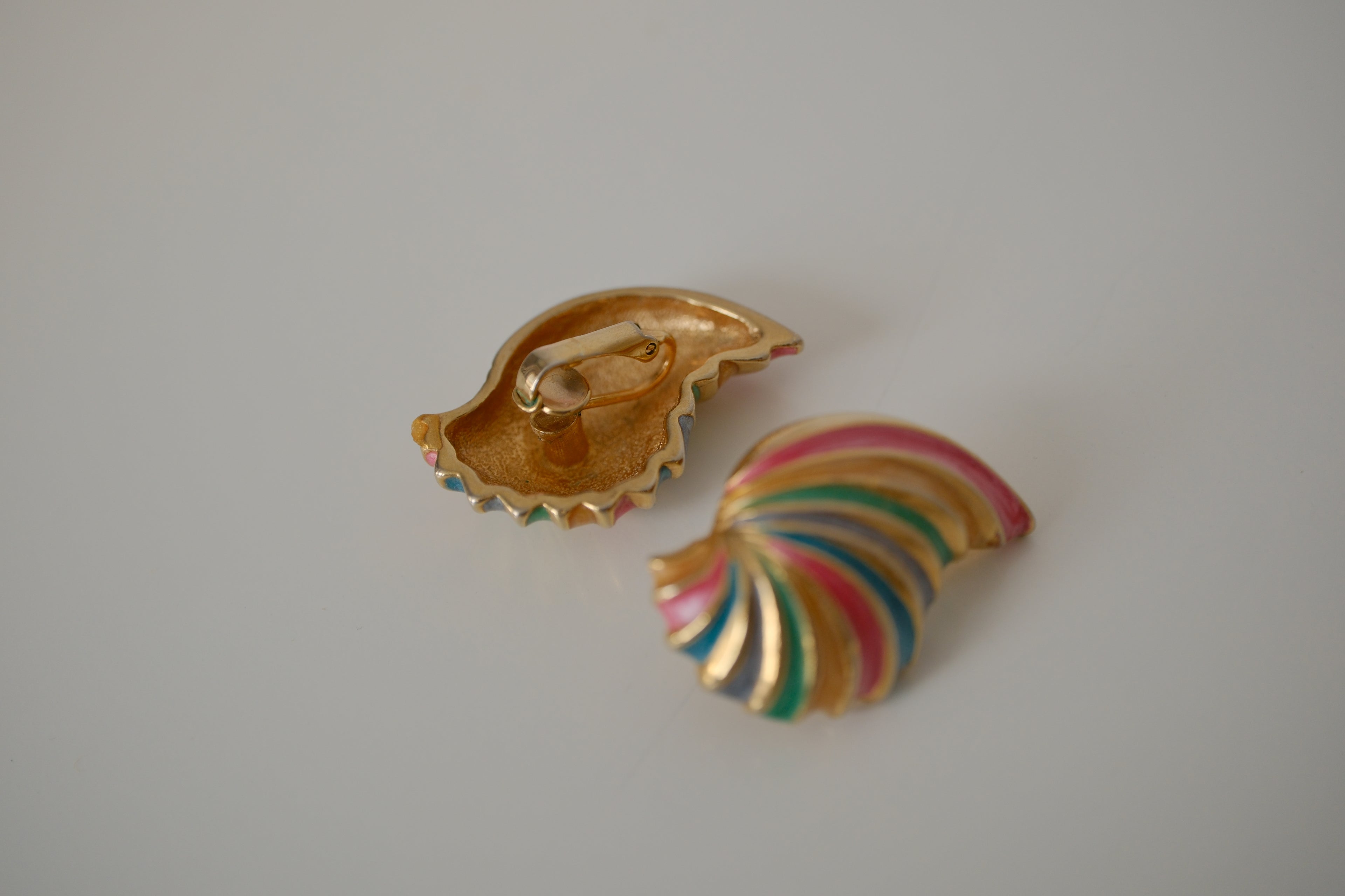 Vintage Colorful enamel "wing" clip-on earrings