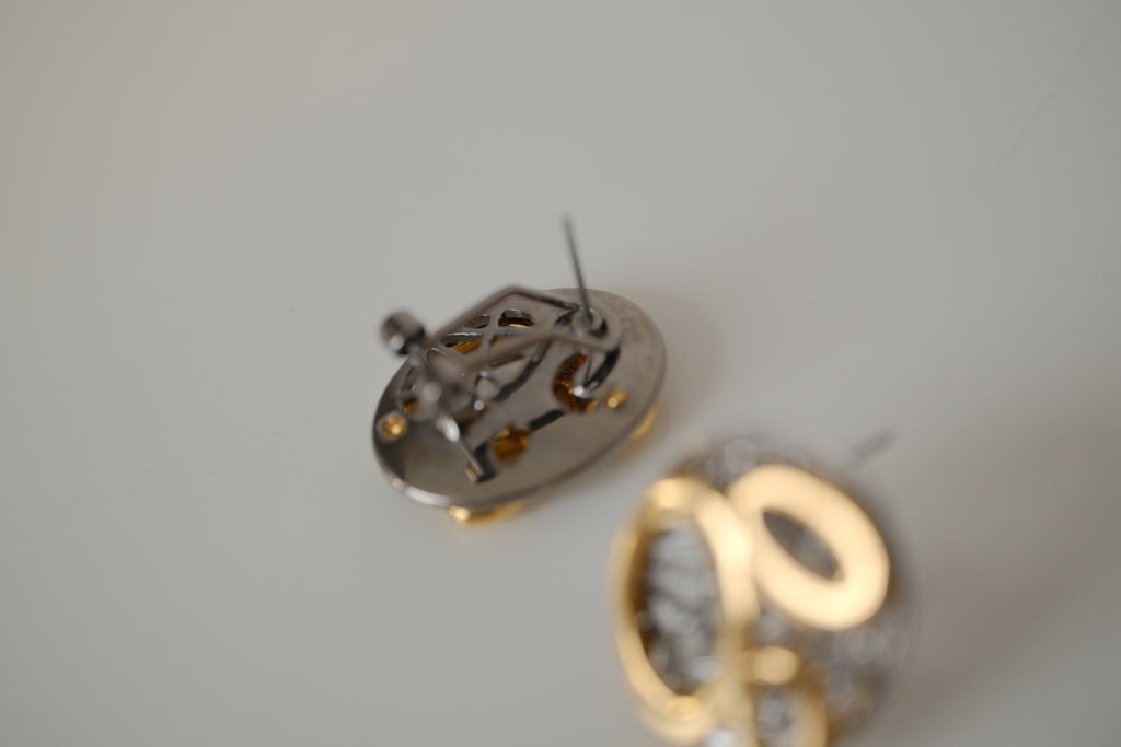 Abstract mixed-metal stud earrings