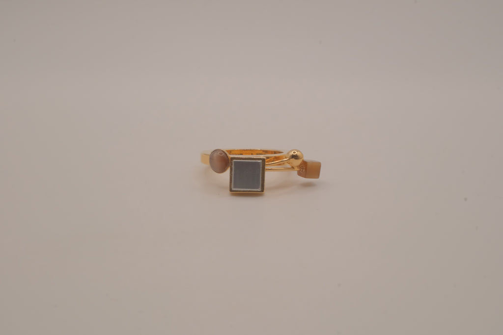 Contemporary multi-element stack geometric ring