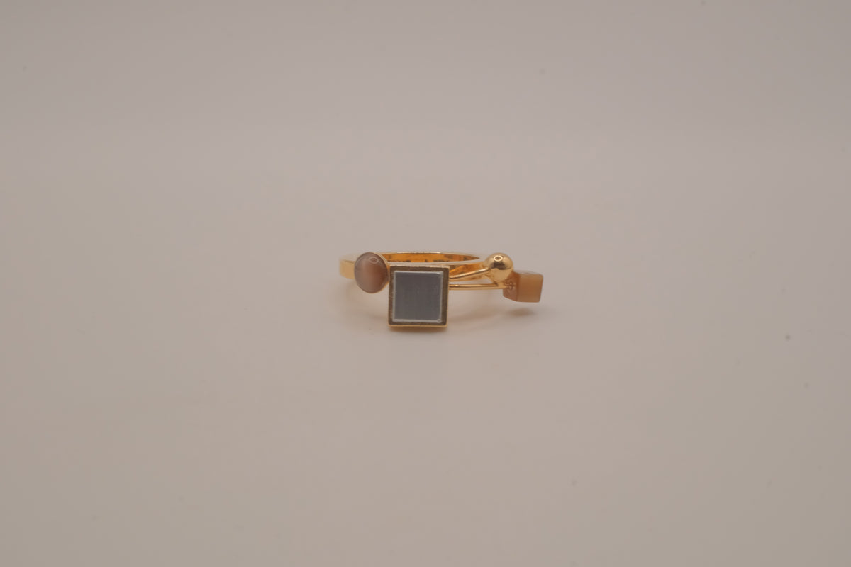 Contemporary multi-element stack geometric ring