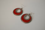Red black metal dangle earrings