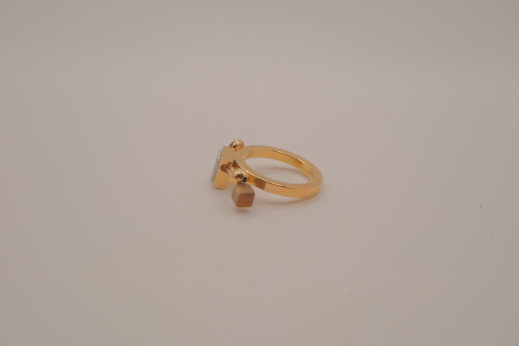 Contemporary multi-element stack geometric ring