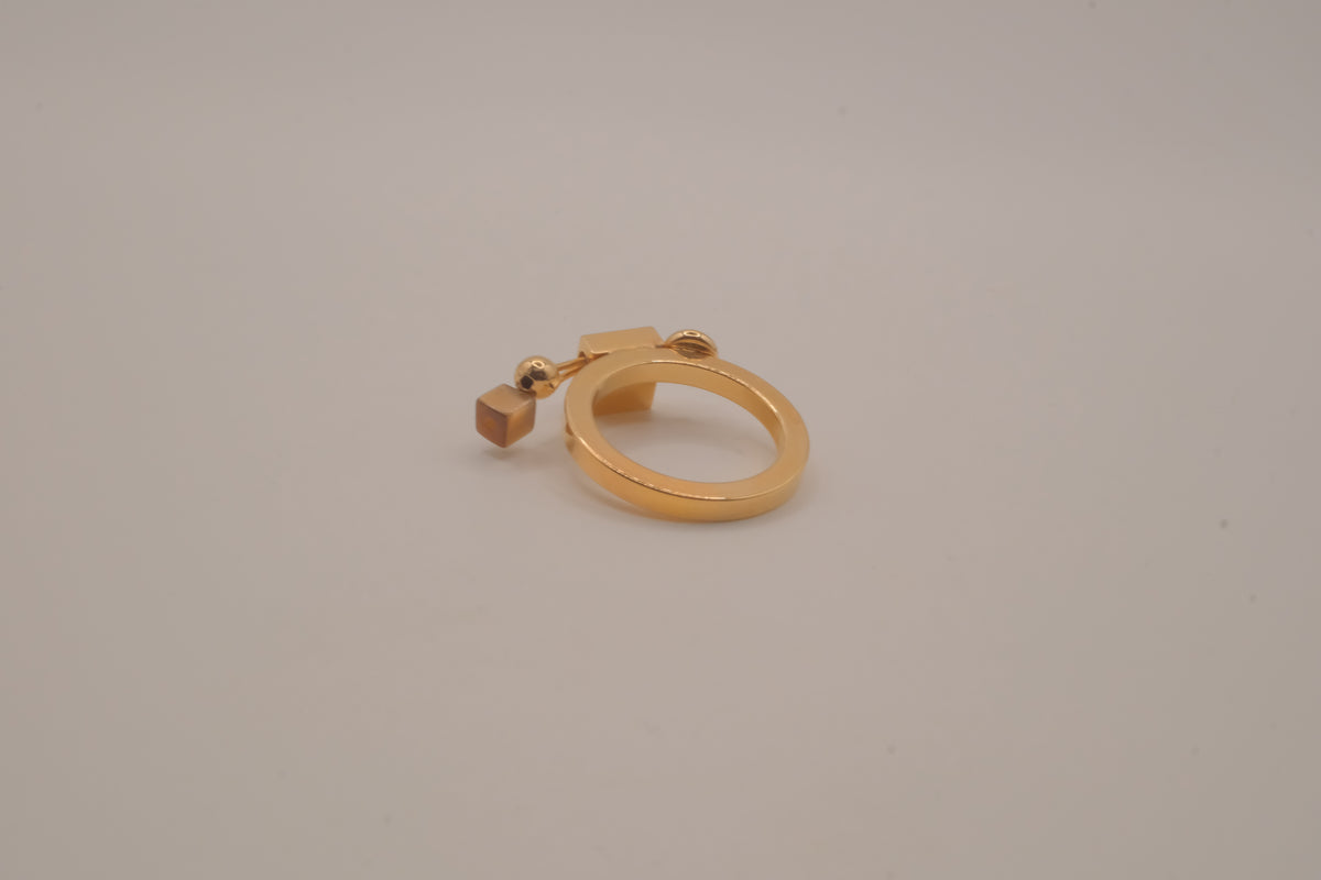 Contemporary multi-element stack geometric ring