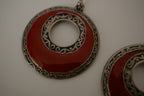 Red black metal dangle earrings