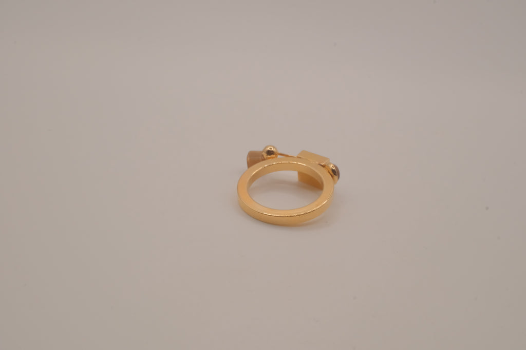 Contemporary multi-element stack geometric ring