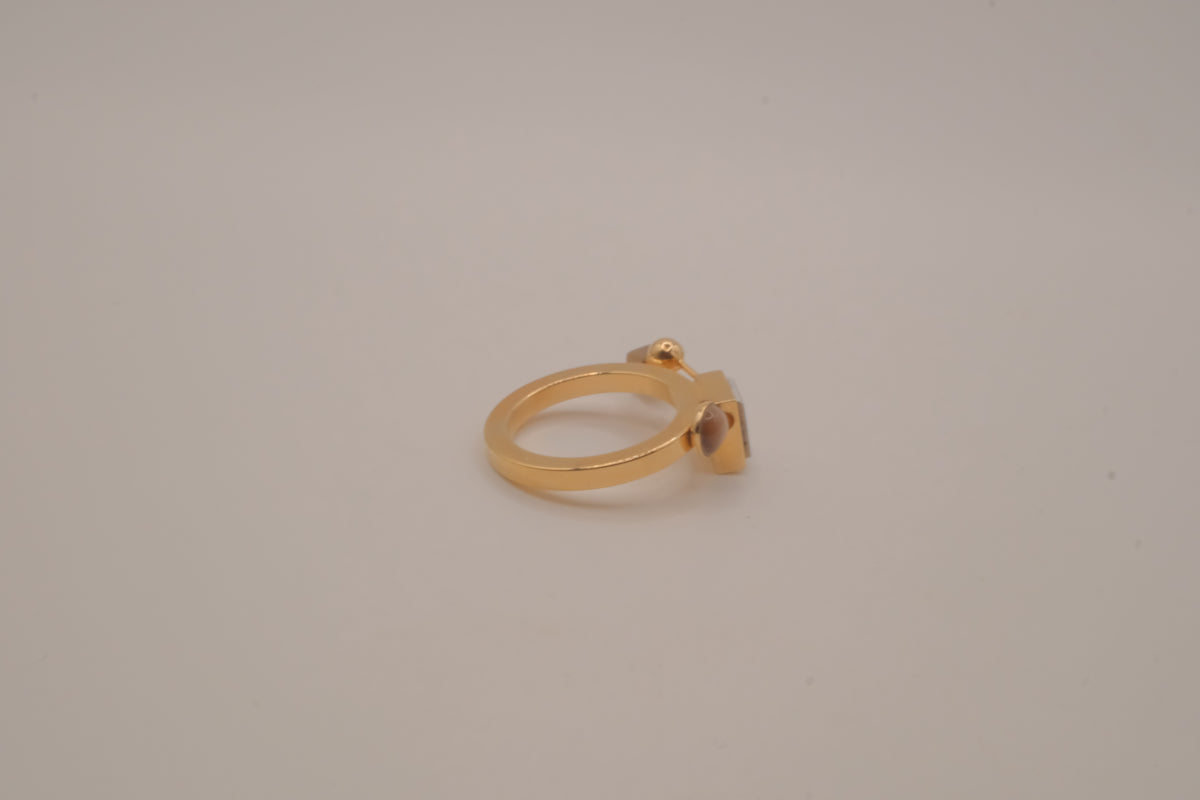 Contemporary multi-element stack geometric ring