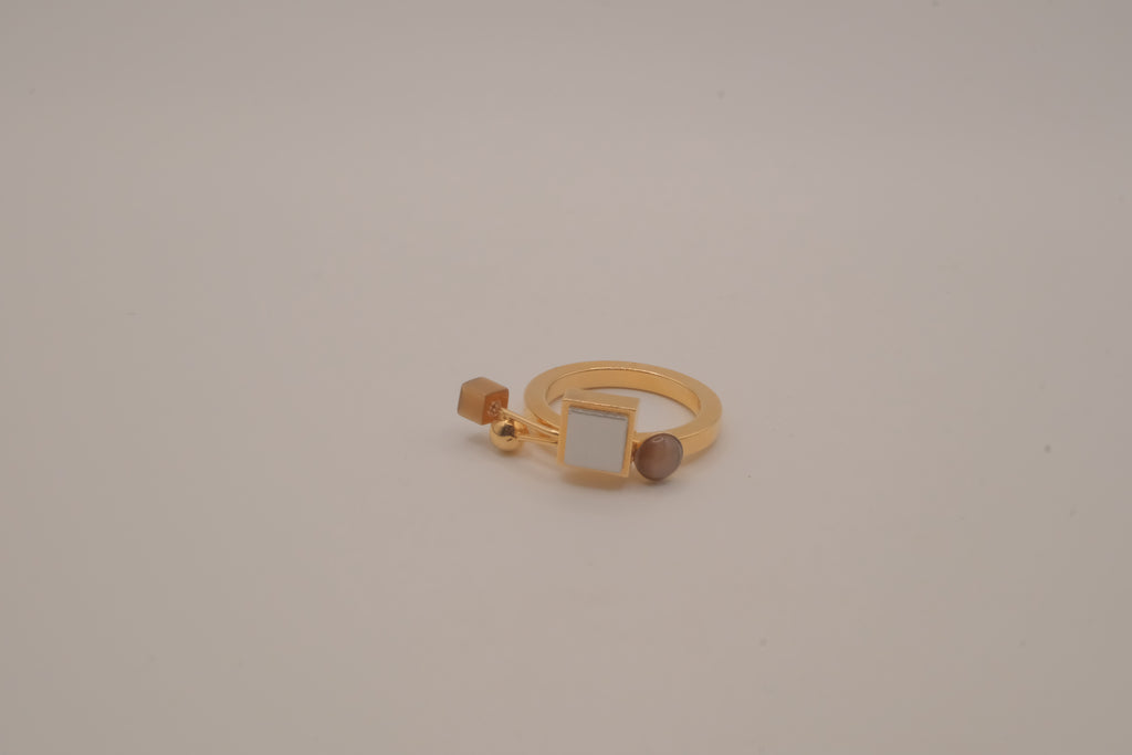 Contemporary multi-element stack geometric ring