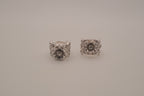 Vintage floral huggie hoop clip-on earrings