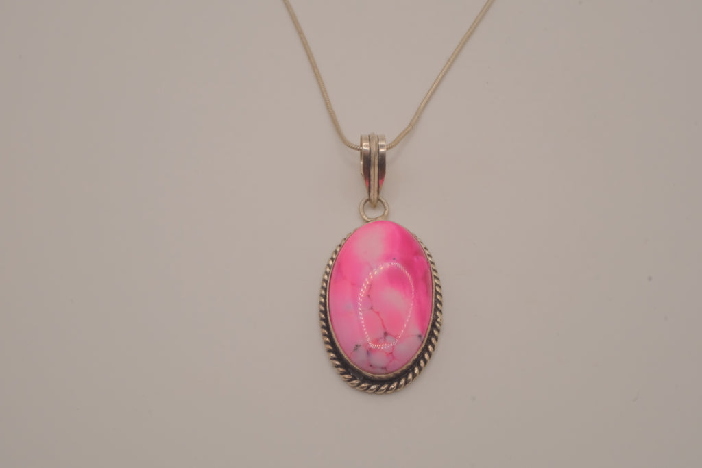 Sterling silver Mojave turquoise pendant necklace