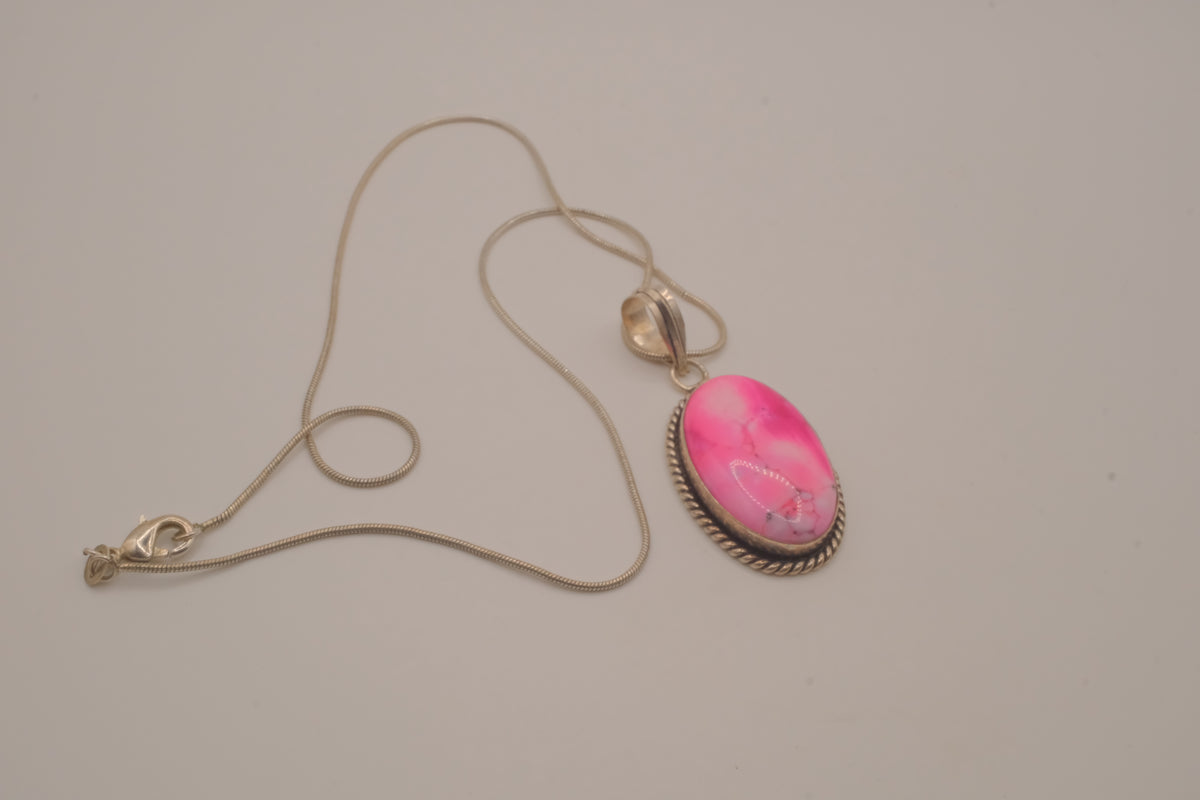 Sterling silver Mojave turquoise pendant necklace