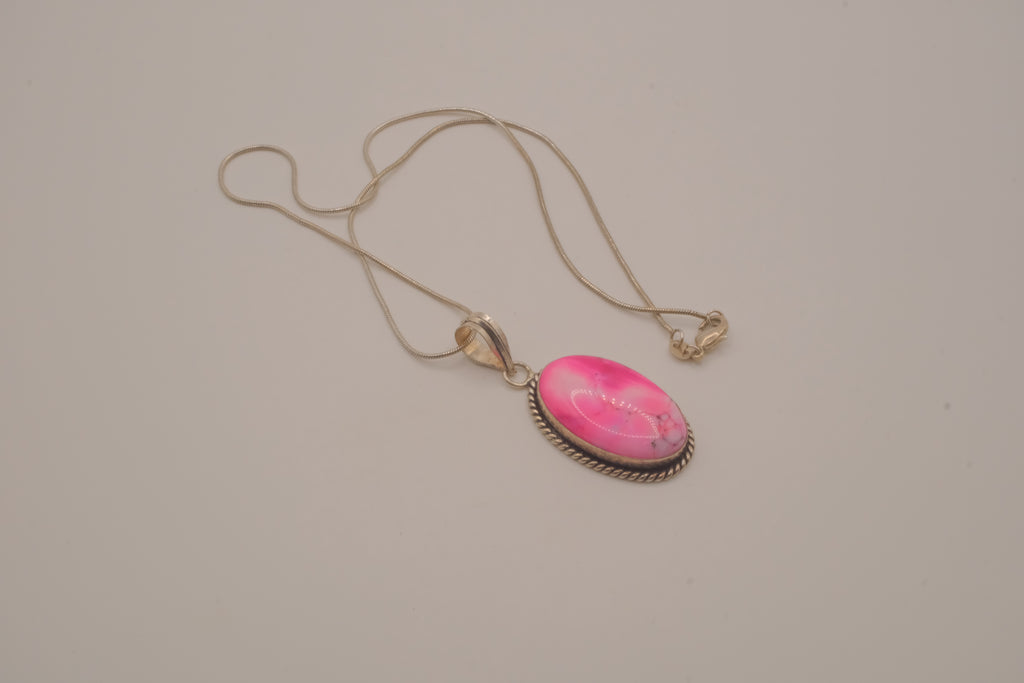 Sterling silver Mojave turquoise pendant necklace