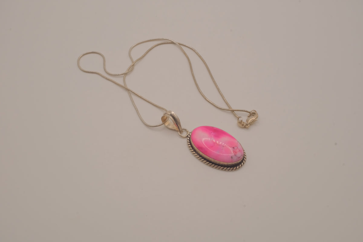 Sterling silver Mojave turquoise pendant necklace