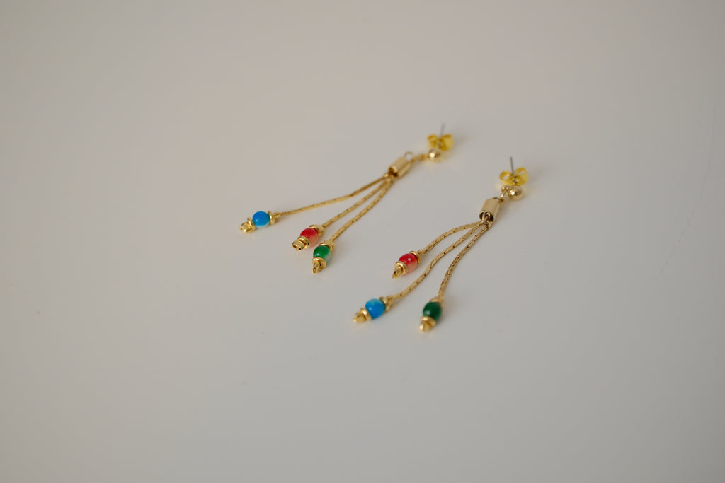 Vintage three-strand tassel earrings