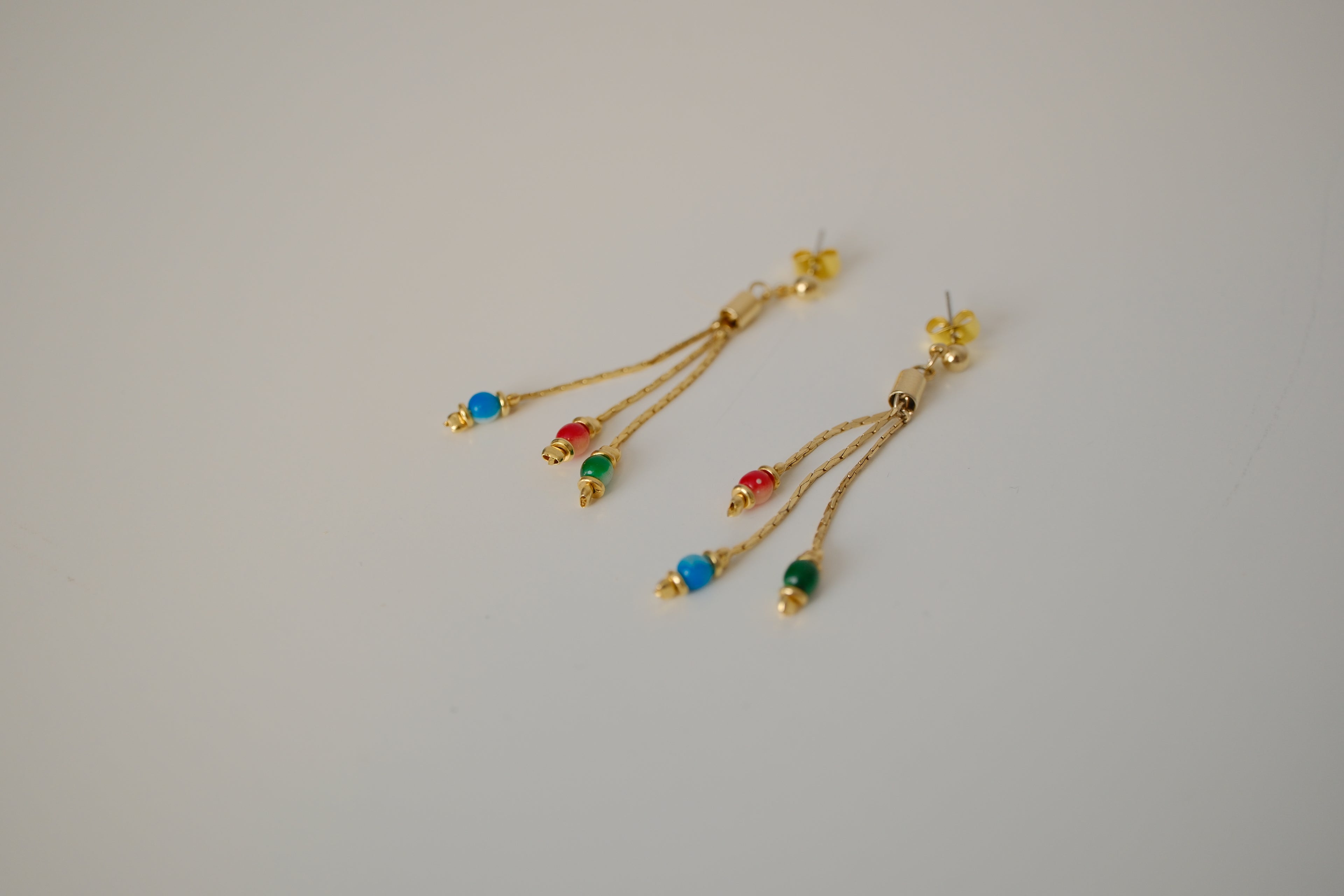 Vintage three-strand tassel earrings