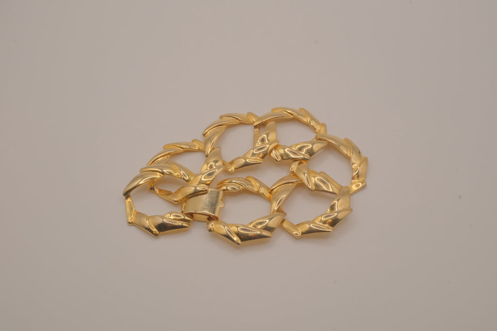 Vintage gold tone geometric link bracelet