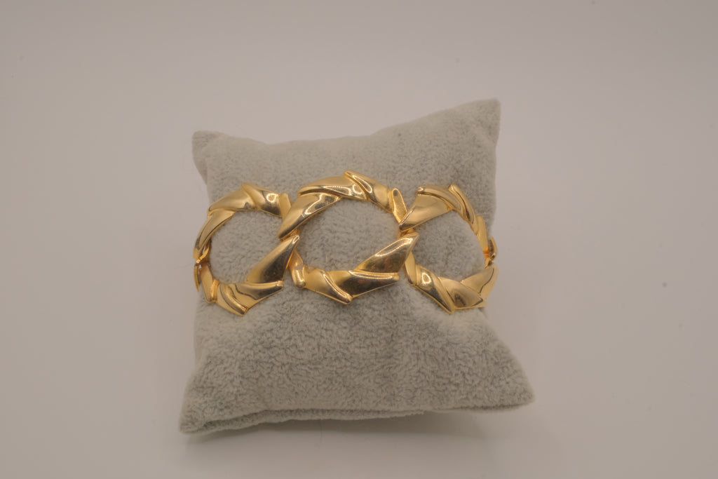 Vintage gold tone geometric link bracelet