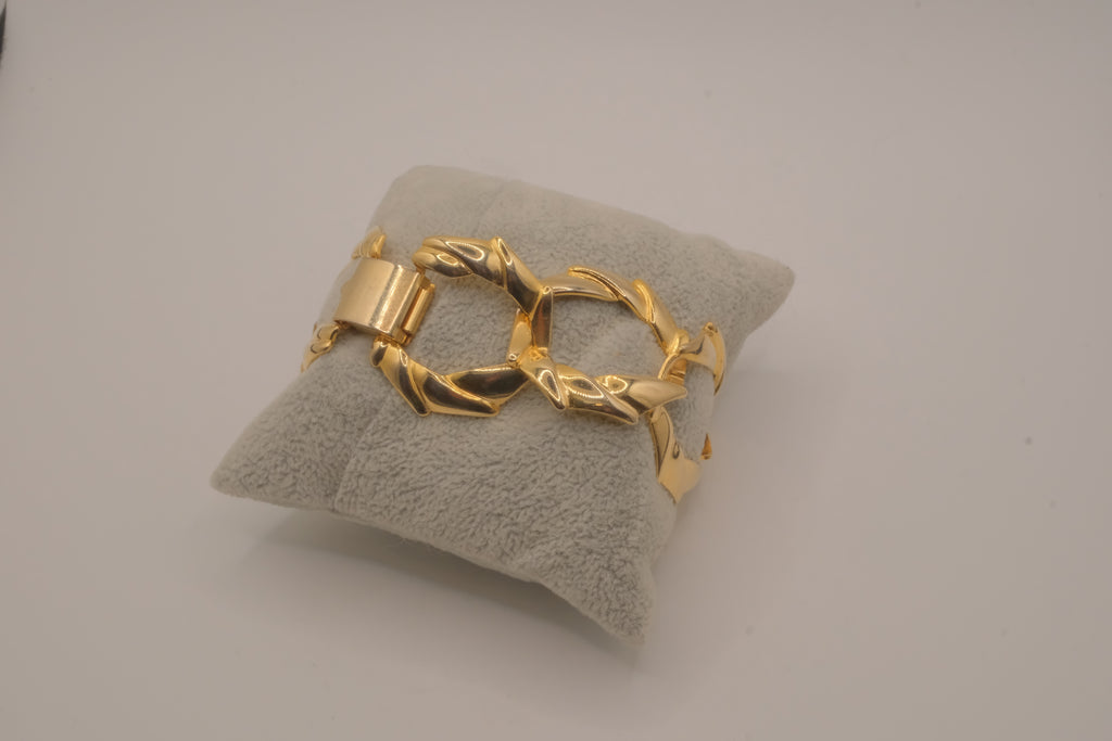 Vintage gold tone geometric link bracelet