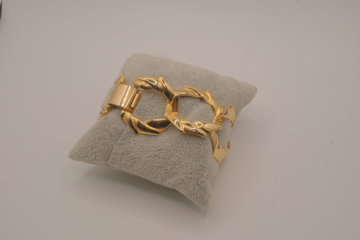 Vintage gold tone geometric link bracelet