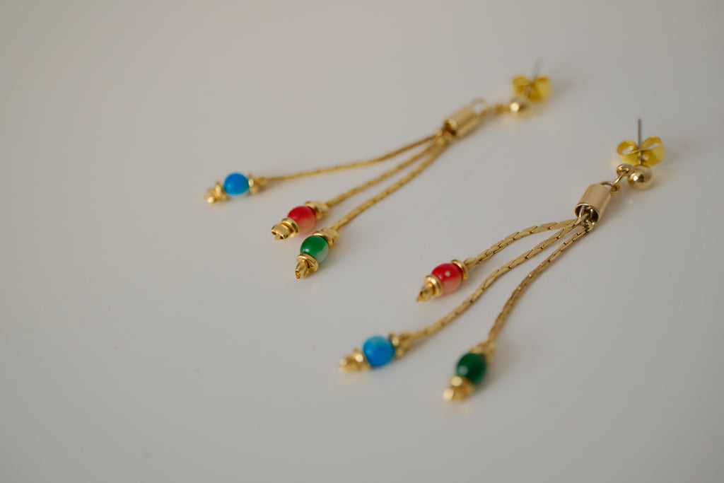 Vintage three-strand tassel earrings