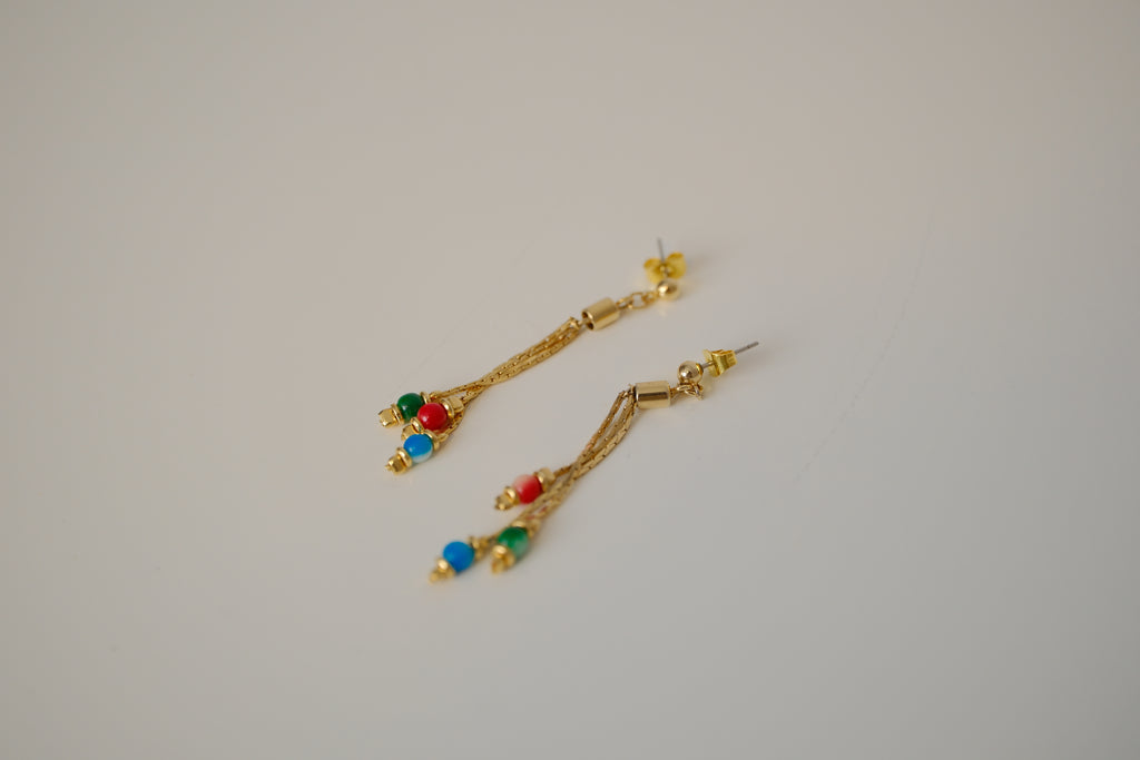 Vintage three-strand tassel earrings