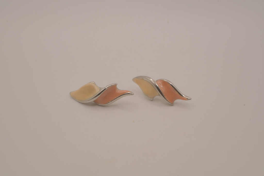 Vintage silver-tone abstract modern swirl earrings