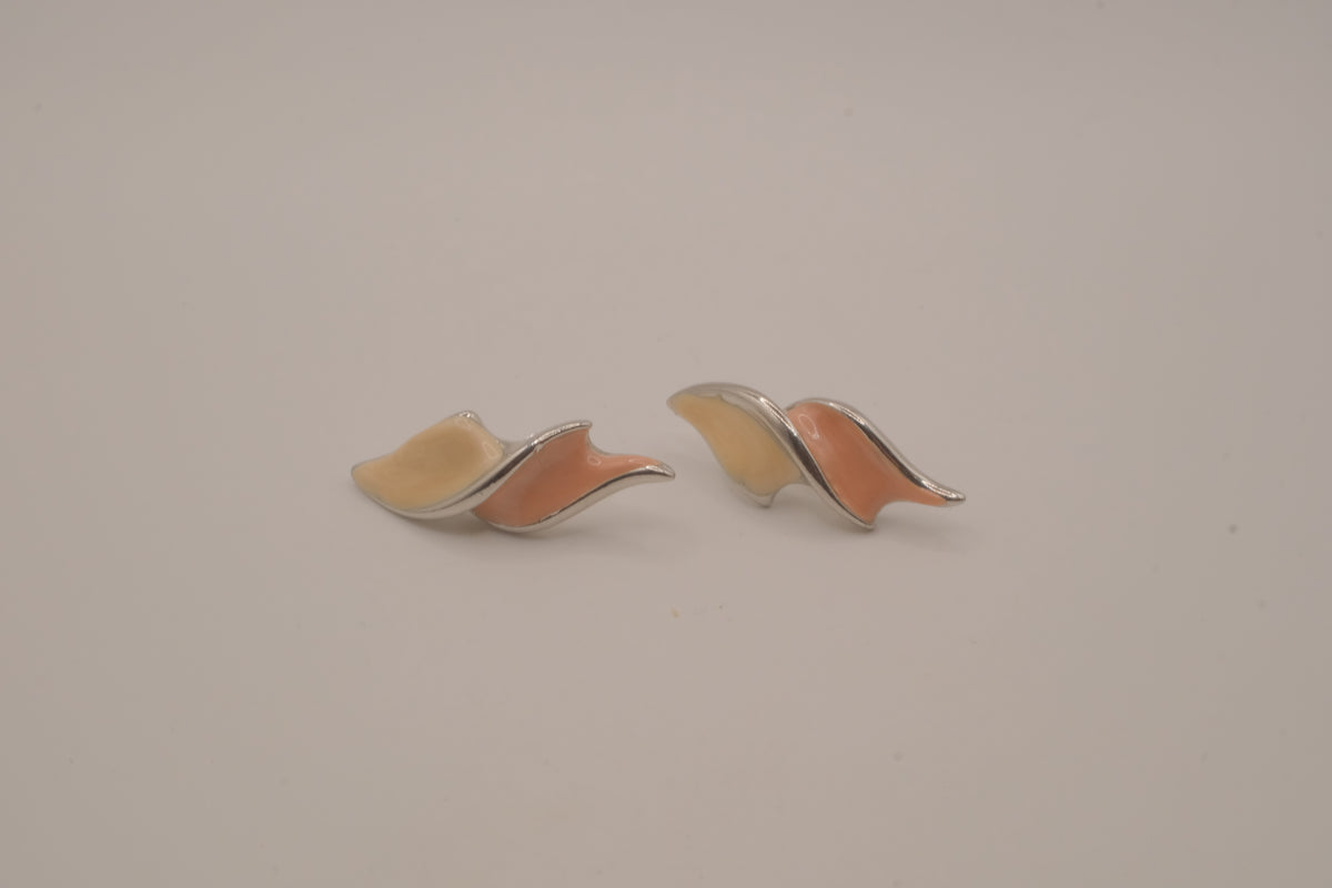 Vintage silver-tone abstract modern swirl earrings