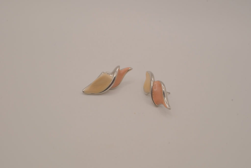 Vintage silver-tone abstract modern swirl earrings