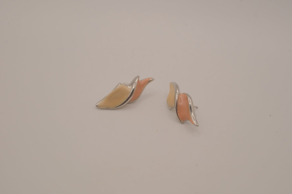 Vintage silver-tone abstract modern swirl earrings