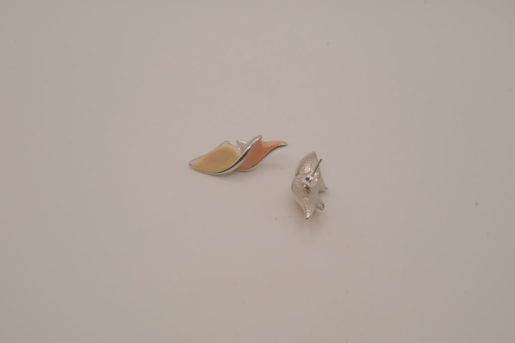Vintage silver-tone abstract modern swirl earrings
