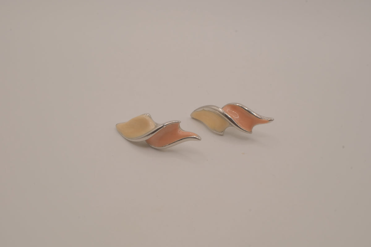 Vintage silver-tone abstract modern swirl earrings