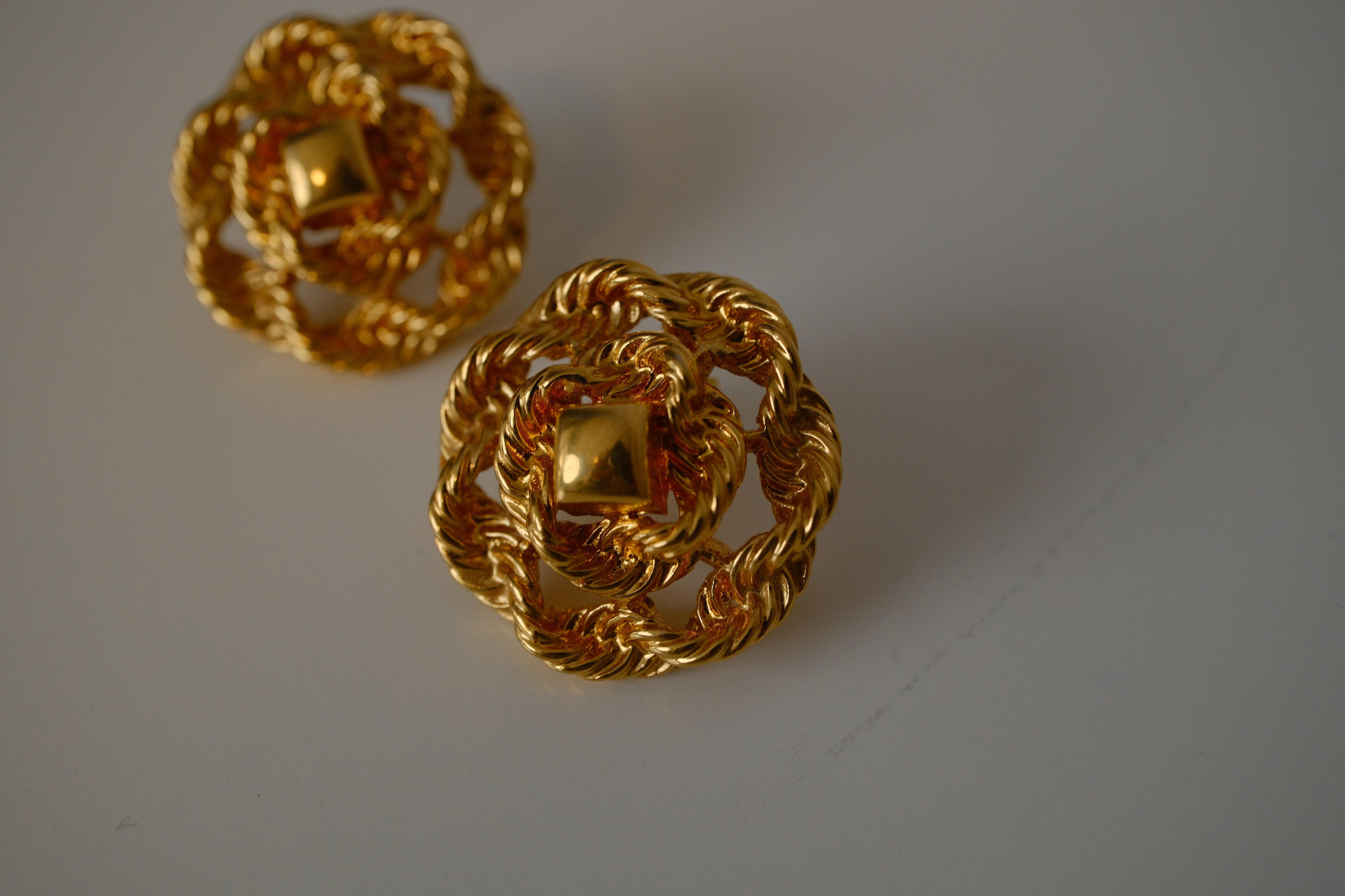 Vintage braided rope round stud earrings