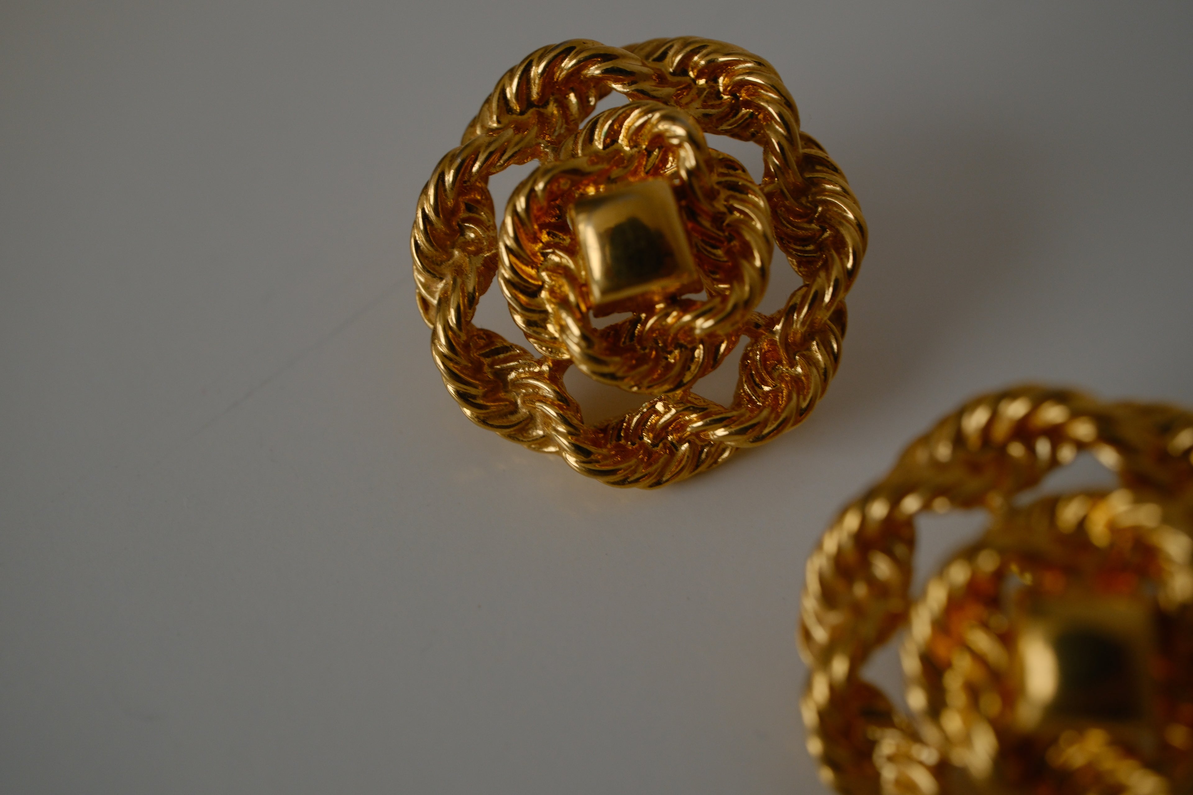 Vintage braided rope round stud earrings