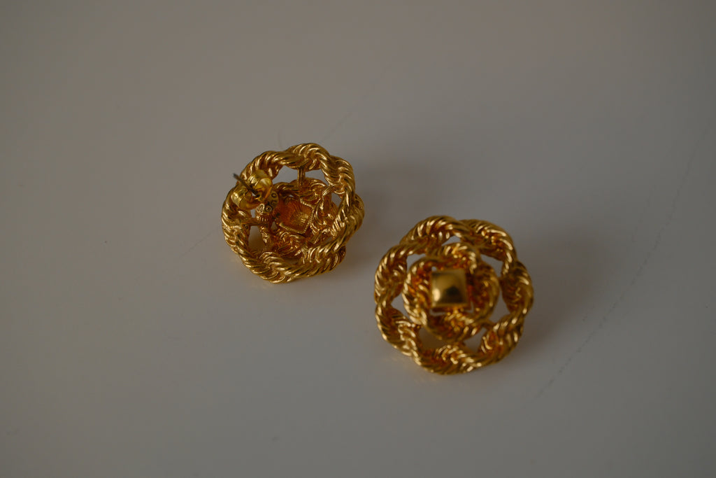 Vintage braided rope round stud earrings