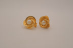 Vintage gold-toned swirl button clip-on earrings