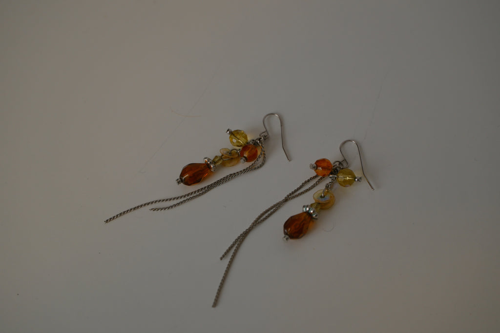 Amber beads drop earrings