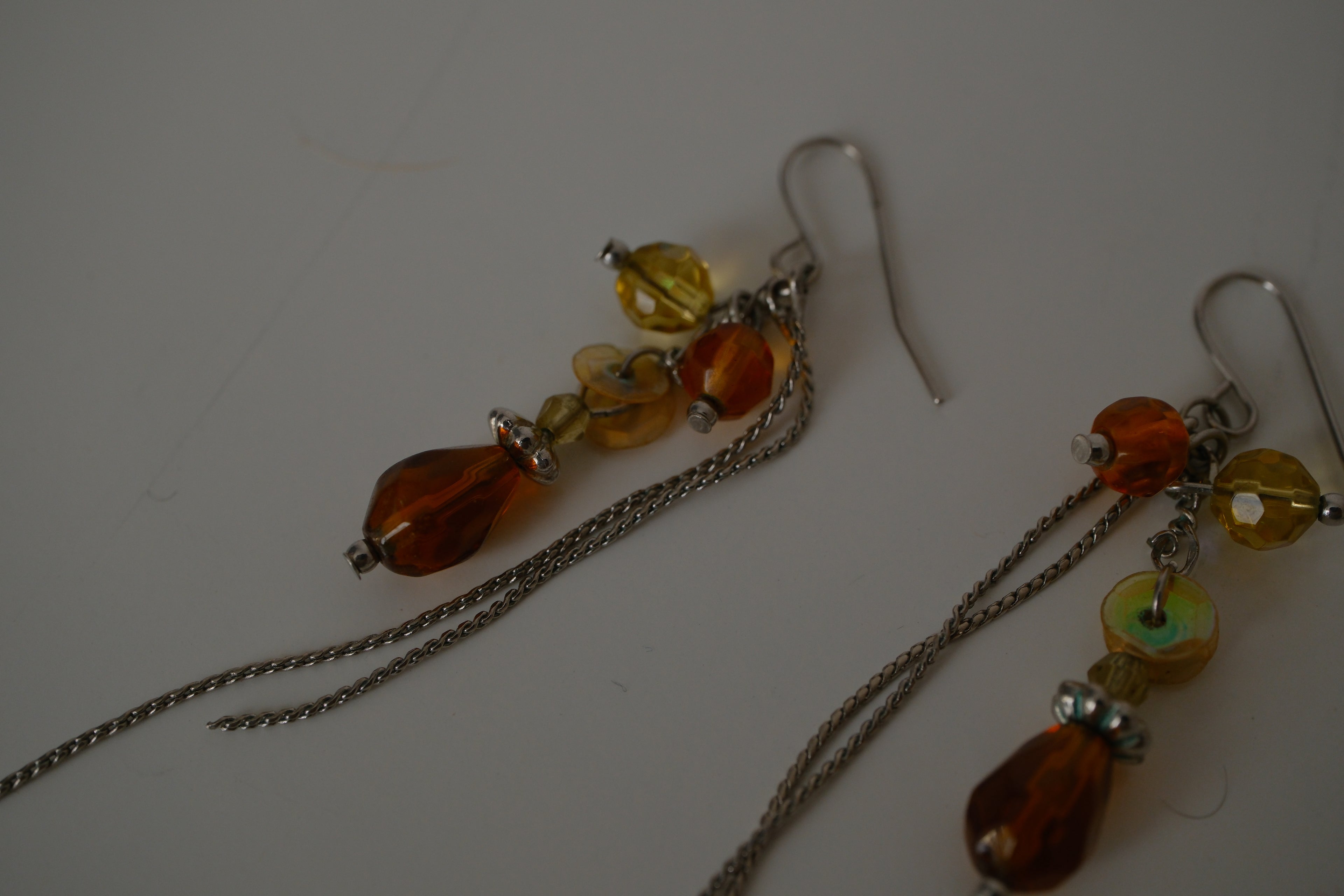 Amber beads drop earrings
