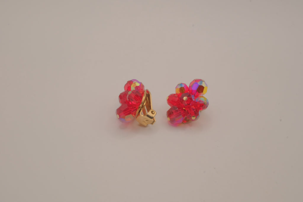 Vintage Sherman flower  cluster clip-on earrings