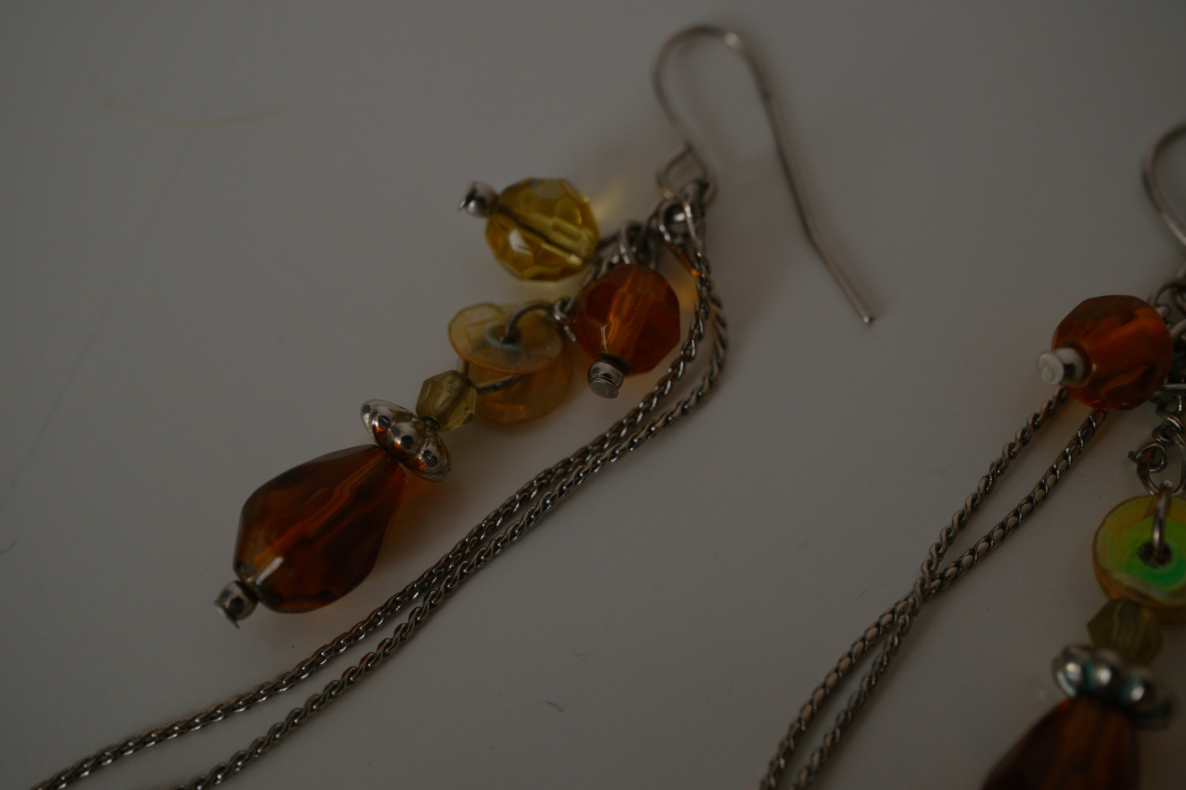 Amber beads drop earrings